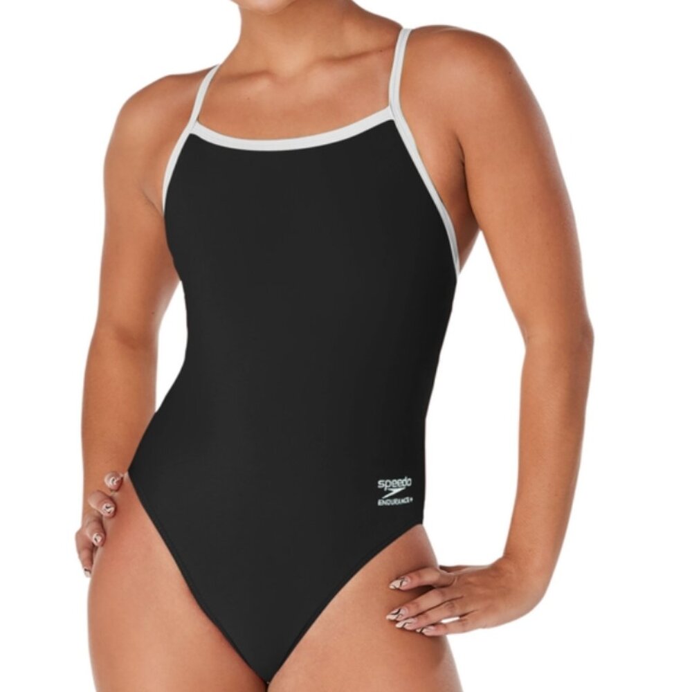 Speedo Endurance+ Flyback Training One Piece Swimsuit - Black/White - 6/32